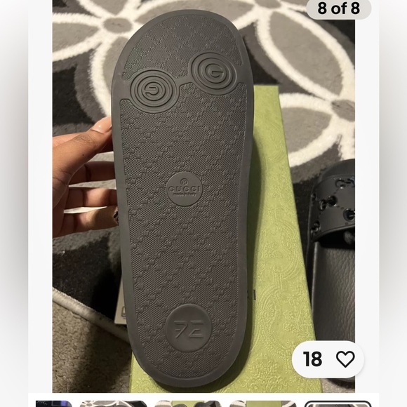 Gucci Rubber GG Logo Pursuit Slides for Men Sandals Size 10 with box and dust - Picture 10 of 10